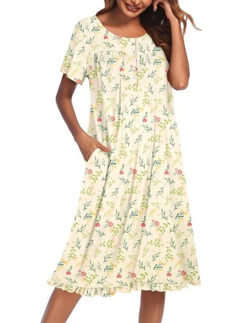Ekouaer House Dresses for Women with Pockets Short Sleeve Moo Moos W443